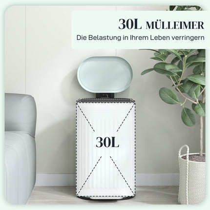 30L Metal Pedal Bin, Soft-Close, Removable Inner Bucket