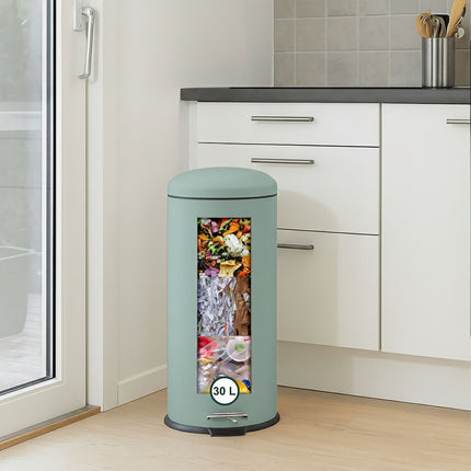 30L Metal & Plastic Pedal Kitchen Bin