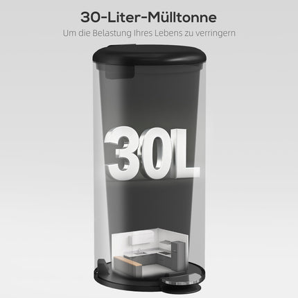 30L Pedal Bin with Soft-Close Lid, Black