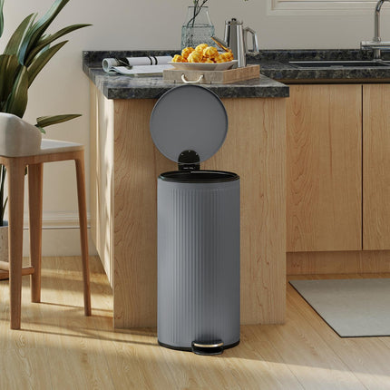 30L Pedal Bin with Soft-Close Lid, Black Metal