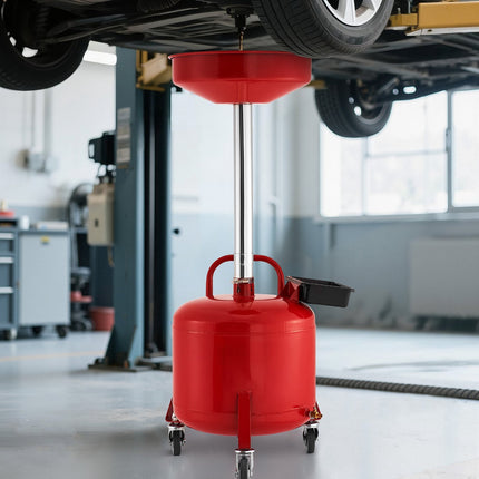 30L Waste Oil Drain Tank With Adjustable Funnel, Wheels