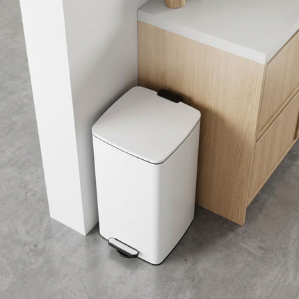 30L White Pedal Bin with Soft-Close Lid