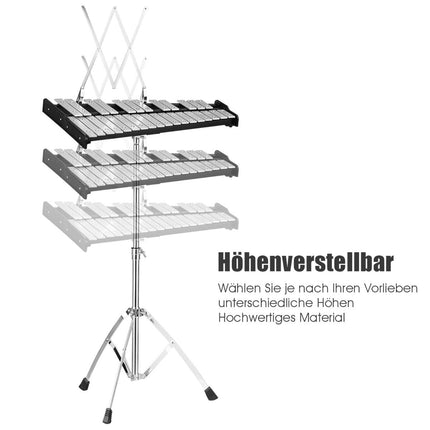 30 Note Xylophone with Mallets & Drumsticks & Height Adjustable Stand Glockenspiel Set