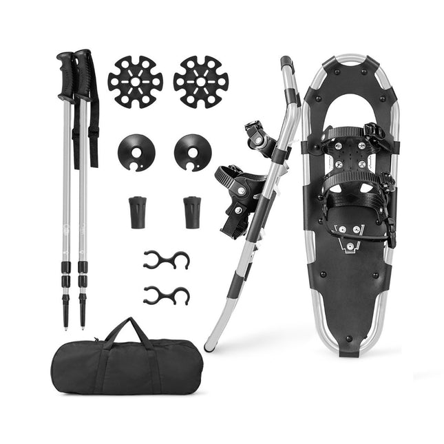 30'' Snowshoes 4-in-1 Off-Road Snow Boots for Adults Teens & Kids Silver