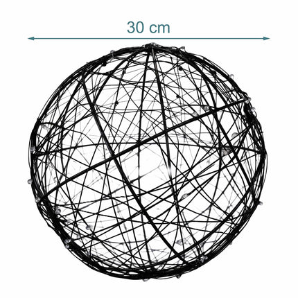 30 cm Black LED Decor Orb – Warm White Light