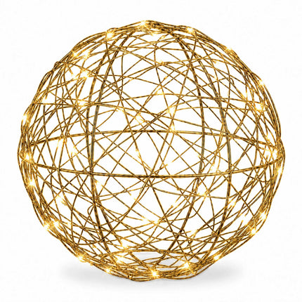 30 cm Gold LED Decor Orb – Warm White Light Sphere