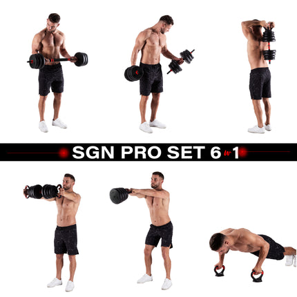 30kg Adjustable Dumbbell Weight Set, 6-in-1