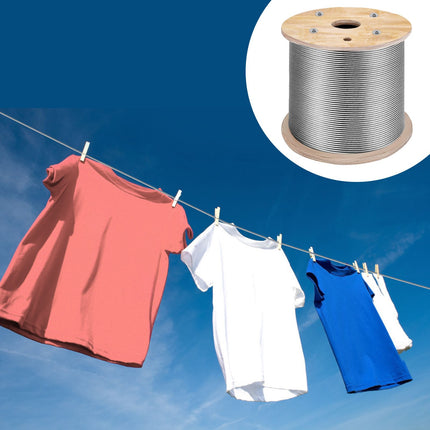 316 Stainless Steel Wire Rope Cable, 1/8 In x 1000 Ft, 1x19