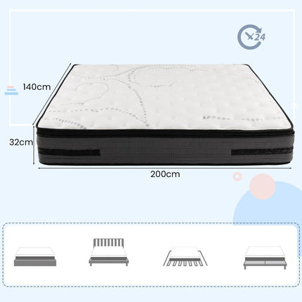 32 cm height memory foam mattress with cooling gel enriched hybrid mattress 140 x 200 cm