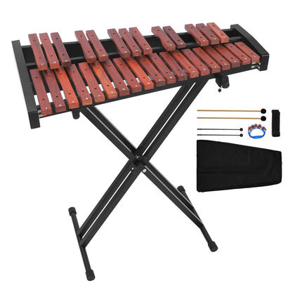 32-note glockenspiel xylophone, stand, 4 mallets, bag