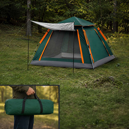 3-4 Person Quick-Setup Tent with Awning & UV Protection