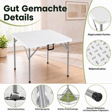 34" Square Foldable Card Table, White – Portable & Durable