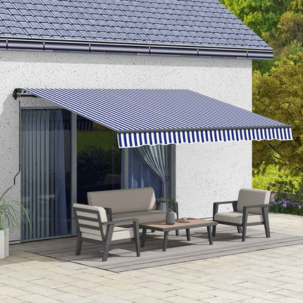 Aluminum Blue & White Wall Awning, 3.5 x 3 m Sun protection