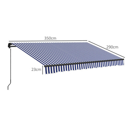 Aluminum Blue & White Wall Awning, 3.5 x 3 m Sun protection