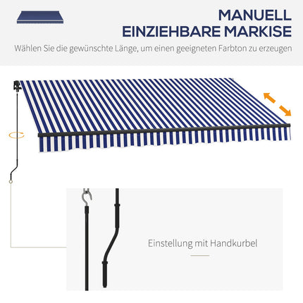Aluminum Blue & White Wall Awning, 3.5 x 3 m Sun protection