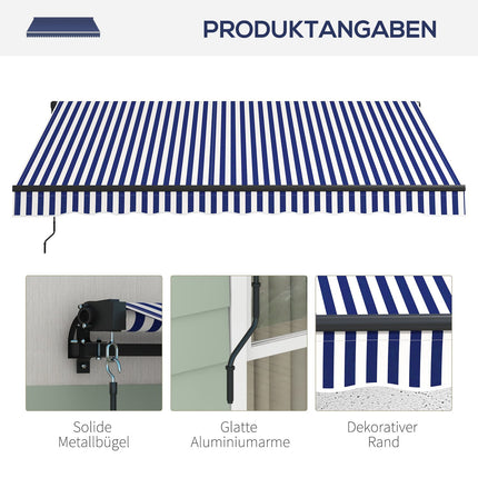 Aluminum Blue & White Wall Awning, 3.5 x 3 m Sun protection