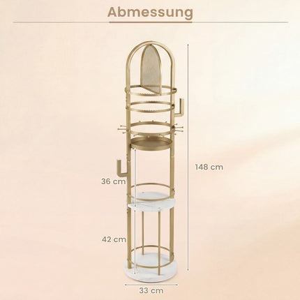 360 Rotating Jewelry Stand with Earring & Necklace Holders