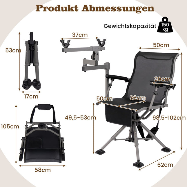360 Swivel Chair with Adjustable Legs and Gun Rest
