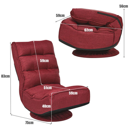 360 Swivel Floor Chair, Adjustable Backrest, Red