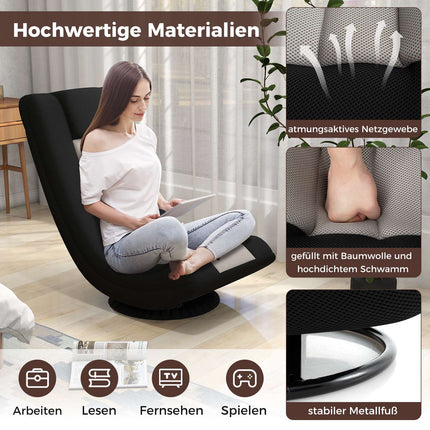 360 Swivel Floor Chair with Adjustable Backrest, Grey