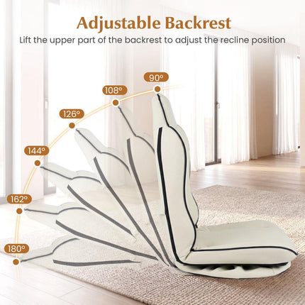 360 Swivel Gaming Chair, Adjustable Backrest, Beige