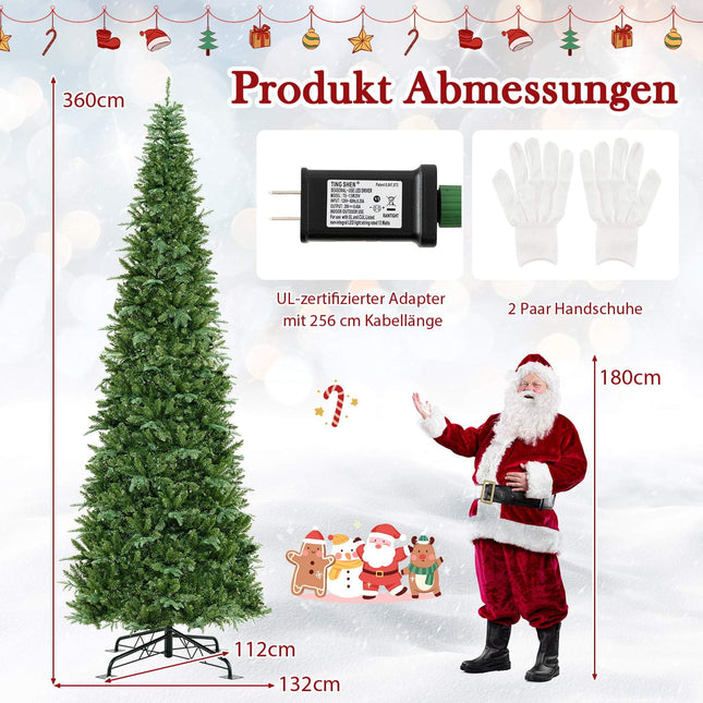 360 cm Pre-Lit Artificial Christmas Tree, Indoor/Outdoor