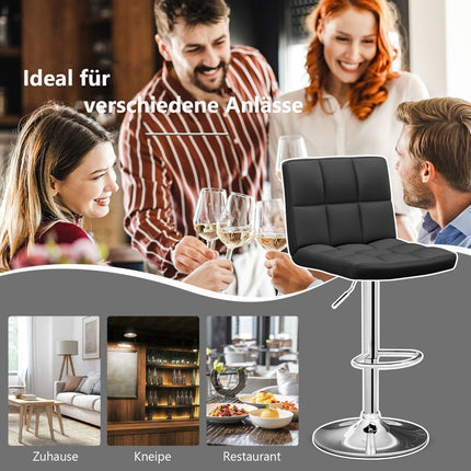 360° rotating bar stool made of faux leather, height-adjustable bar chair, stool, black