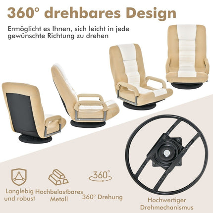 360° rotating floor chair with 6-way adjustable backrest floor chair beige