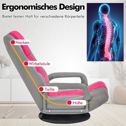 360° rotating floor chair with 6-way adjustable backrest floor chair pink