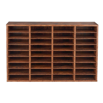 36-Compartment Literature Organizer, Removable Shelves, Dark Brown