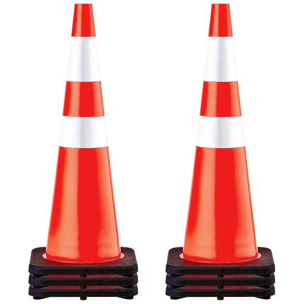 36-Inch Traffic Cones, 6-Pack, Weighted Base, Reflective