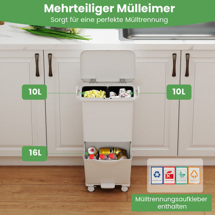 36L Trash Bin with 2 Removable Bins & Pedal