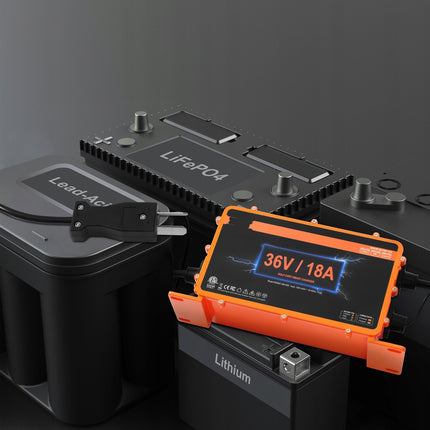 36V 18A Smart Golf Cart Battery Charger, Crowfoot Plug