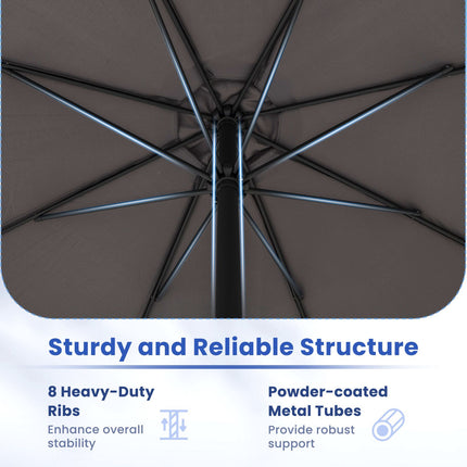 3.6m Patio Market Umbrella With Crank Handle, Grey