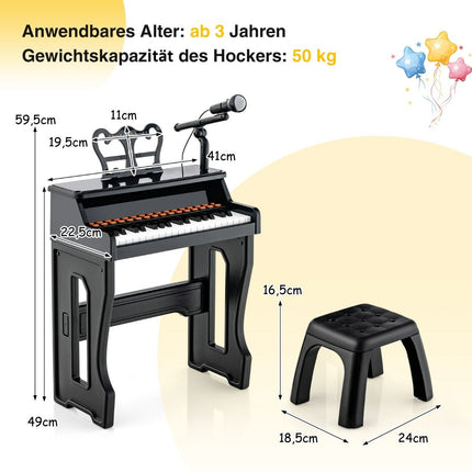 37-Key Kids Keyboard with Stool and Microphone