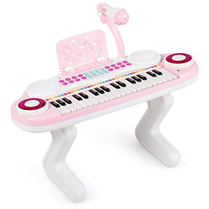 37 Keys Piano Keyboard Children's Keyboard with Stand Educational Keyboard 48 x 20 x 38 cm Pink