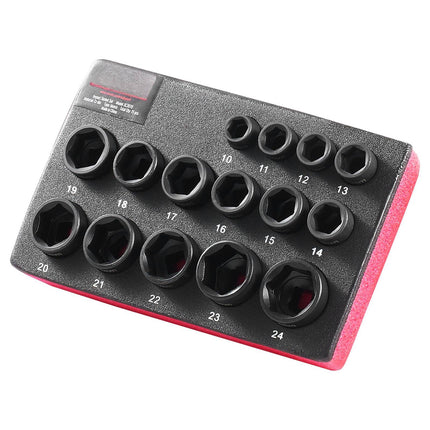 3/8 in Drive Impact Socket Set, 15-Piece Metric 10-24mm