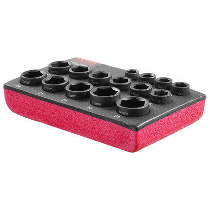 3/8 in Drive Impact Socket Set, 15-Piece Metric 10-24mm