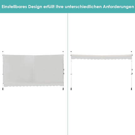 395 cm wide clamp awning without drilling, UV-resistant balcony awning, height-adjustable awning, beige