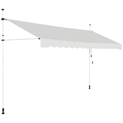 395 cm wide clamp awning without drilling, UV-resistant balcony awning, height-adjustable awning, beige