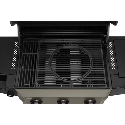 3-Burner Gas Grill with Side Burner, 60x42 cm Cooking Area