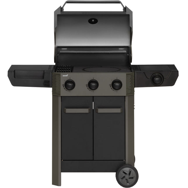3-Burner Gas Grill with Side Burner, 60x42 cm Cooking Area