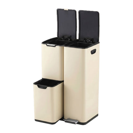 3-Compartment Kitchen Bin – Steel, Soft-Close, Pedal