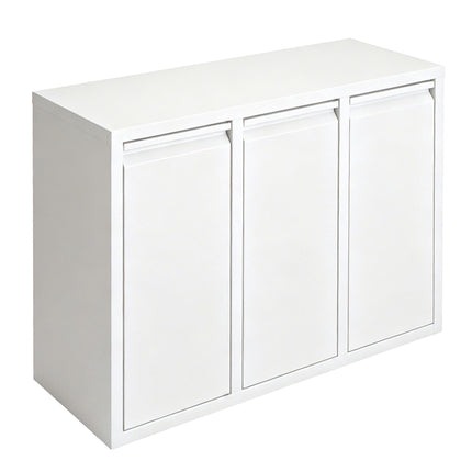 3-Compartment Waste Bin, 30L Total Capacity, White