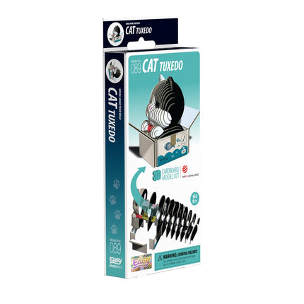 3D Cardboard Model Kit - Cat Tuxedo Design, Easy Assembly
