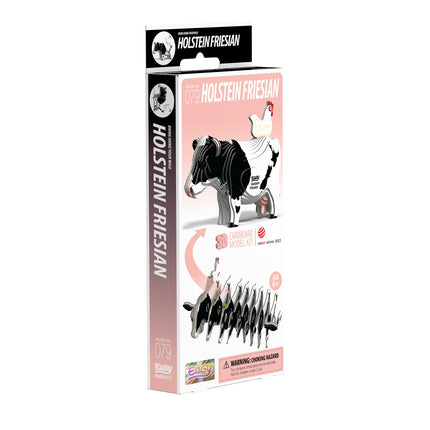3D Cardboard Model Kit - Holstein Cow Design, DIY Assembly