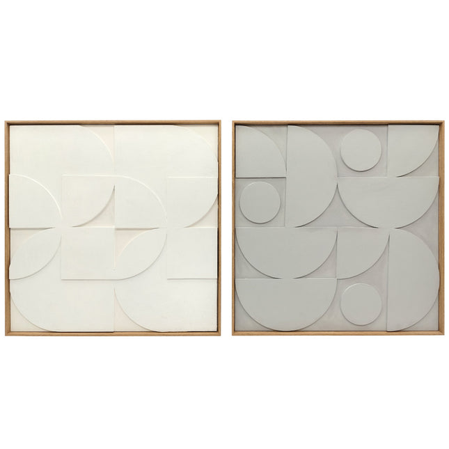 3D Geometric Wall Art Set, 2 Pieces, 80x80 cm, White