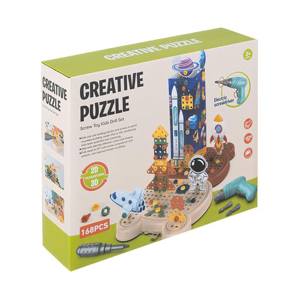 3D Space Building Blocks Set, 161 Pieces, Electric Screwdriver
