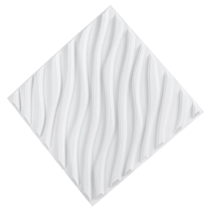 3D Wall Panels, 12-Pack PVC Wave Tiles, Matte White