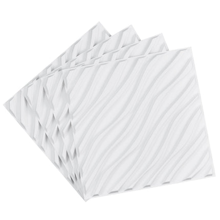 3D Wall Panels, 12-Pack PVC Wave Tiles, Matte White